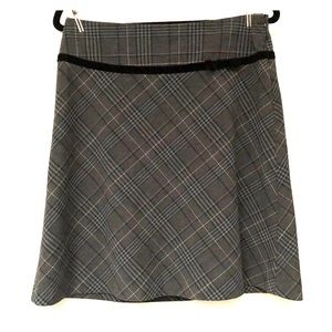 Maurice’s Gray and Blue Plaid Skirt with Trim